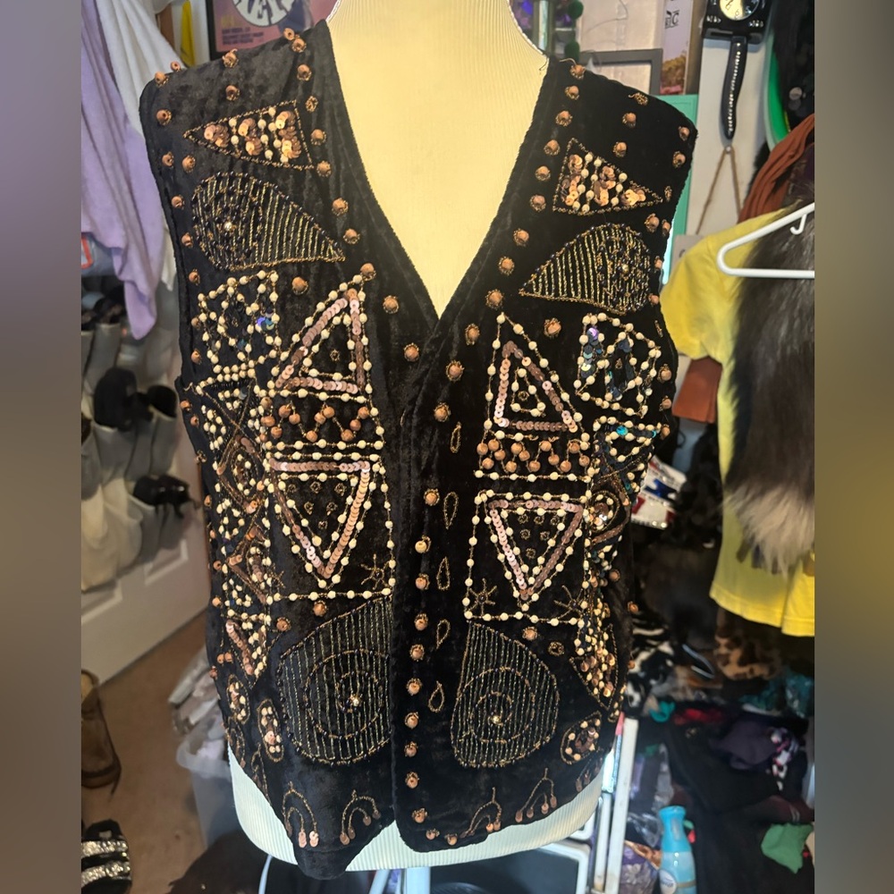 Vintage velvet beaded vest